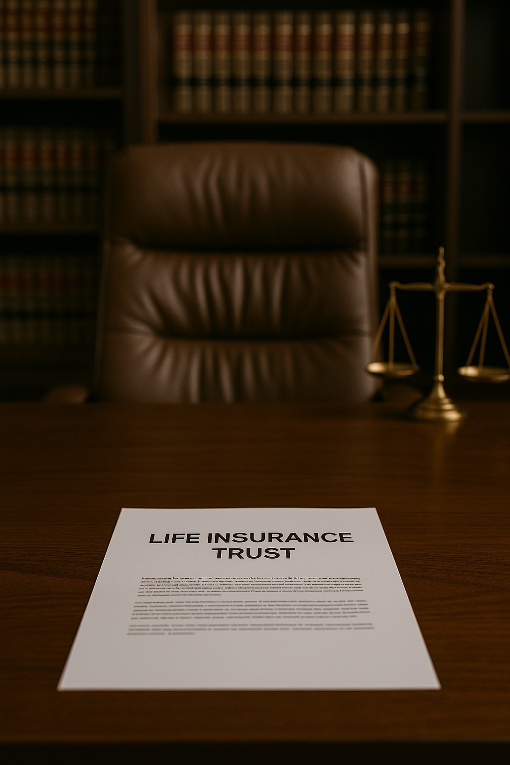 Life Insurance Trust legal documents in law office
