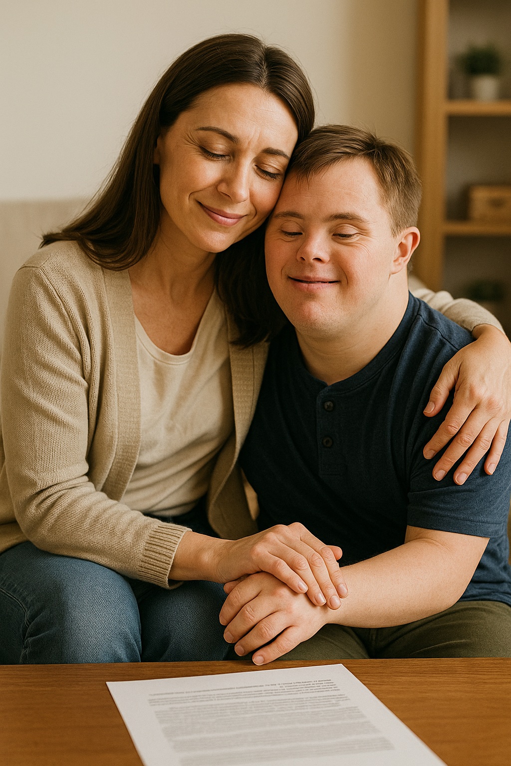 Mother caring for adult child with special needs